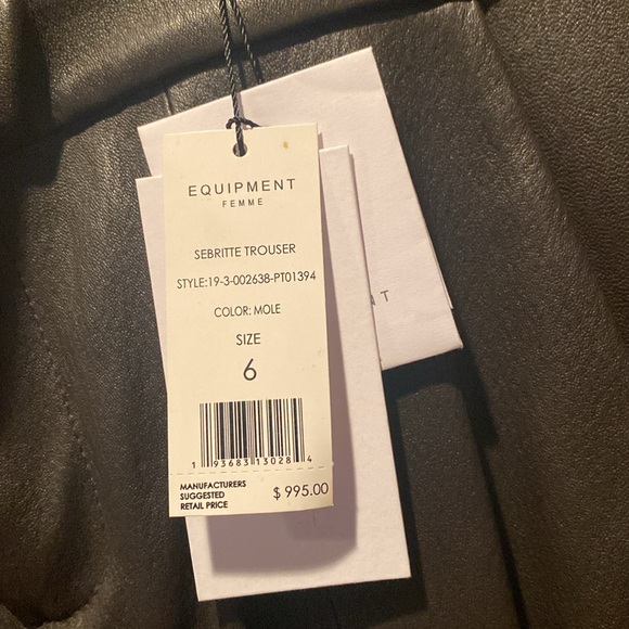 NWT Equipment Merlot Leather Trouser